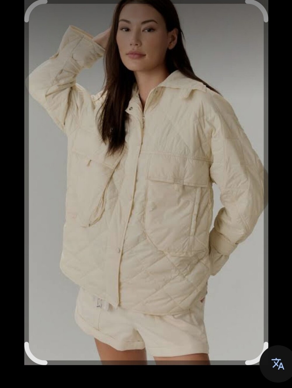 Anthropologie Oversized Cream Quilted Jacket.